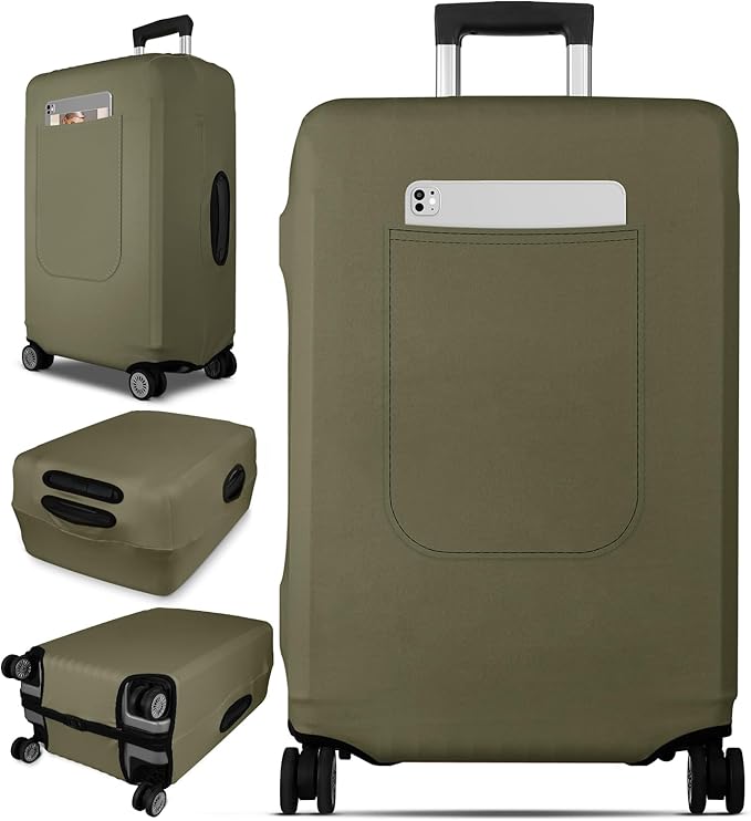 Slohif Luggage Cover for Suitcase Tsa Approved Protector - Luggage Sleeve Suit Case Cover Travel Stretch Large Baggage Case Protective Washable Fit 22-24 Inch Green