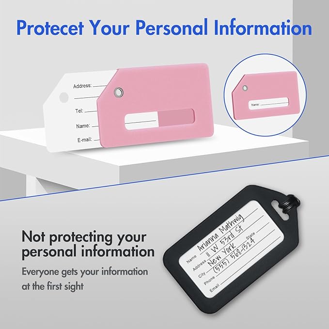 Luggage Tag for Suitcases, Quickly Spot 8 Pack Luggage Identifier Tags, Travel Accessories Name Tags for Backpacks, Suitcases, Travel Bags, Baggage, Cruise - Flexible Silicone(Pink)