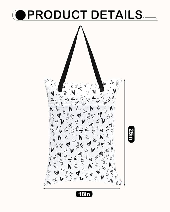 ALVABABY 2 Pack Large Wet Dry Bag Waterproof Hanging Cloth Diaper with Double Zippered Pockets 25x18 inches 2HL04