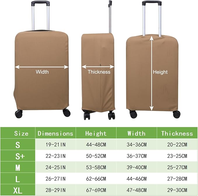 PATIKIL Luggage Cover, Suitcases Covers Elastic Carry on Cover Protector Washable Scratch-Resistant Fits 19-21 Inch Luggage for Travel Business Trips, Khaki