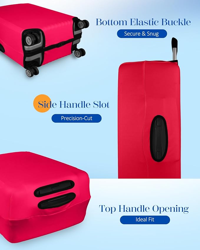 Slohif Luggage Cover for Suitcase Tsa Approved Protector - Luggage Sleeve Suit Case Cover Travel Stretch Large Baggage Case Protective Washable Fit 29-30 Inch Wine Red