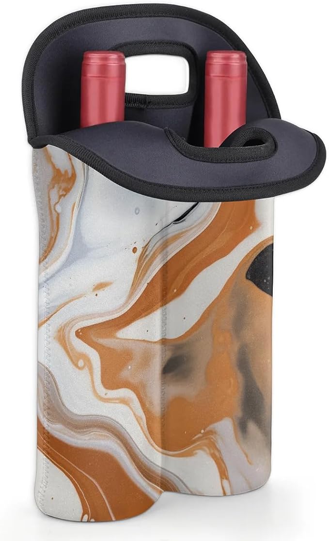 Wine Carrier Tote Personalized Bag for 2 Bottles - Neoprene Wine Bottle Holder with Carry Handle, Wine Protective Bag Insulated Bag Beer Cans Water Bottle Holder for Travel Picnic,Style3
