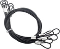6 pcs 39 inch (100cm) 3mm Thickness Stainless Steel Wire Cable with Loops Vinyl Cover Coated Short Rope Lanyard Lock Safety Tether Chains, Black
