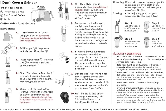 AeroPress Go Plus, Small Portable Coffee Maker for Travel & Camping - 3 In 1 Brew Method Combines French Press, Pourover, Espresso, Full Bodied Coffee without Bitterness, Coffee Press Kit - Cream