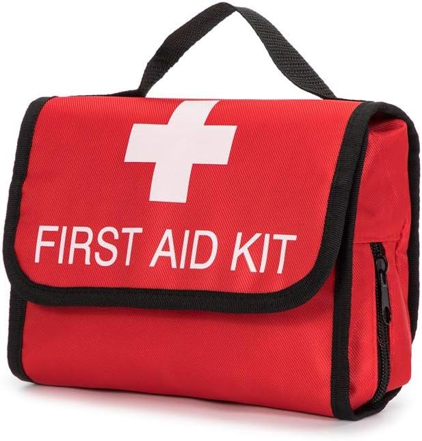 First Aid Bag Tote Empty Small First Aid Kit Bag Outdoor Travel Rescue Pouch First Responder Medicine Bag Pocket Container for Car Home Office Sport Outdoors (Red Foldable)