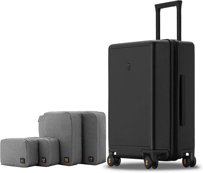 LEVEL8 Elegance Carry-on Suitcase, 20 Inch Carry on Luggage, Hardside Large Suitcases with Wheels, Tavel Bag with Tsa Lock, Black