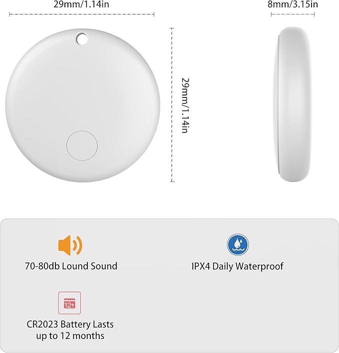 Air Tracker Tags-4 Pack Tracker Tag Work with Apple Find My (iOS 14.6 Above Only) Smart Tag Item Finders for Key, Luggage, Backpack，etc. (White, 4 Pack)