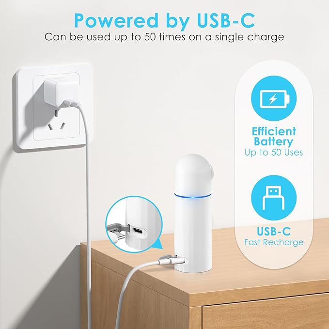 Portable Electric Travel Bidet, 350ML Electric Sprayer Bidet with Built-in Body for Easy Storage, Two Pressure Modes for Personal Hygiene Cleaning for Women and Men , White