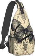 SUPLUCHOM Sling Bag Butterfly Goth Vintage Tarot Hiking Daypack Crossbody Shoulder Backpack Travel Chest Pack for Men Women