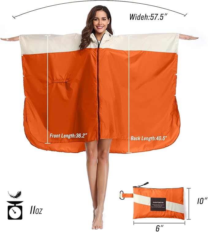 SaphiRose Unisex Rain Poncho Hooded Waterproof Raincoat for Adults Women