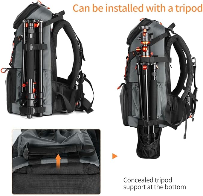 K&F Concept Camera Bag EVA Waterproof 2 in 1Camera Backpack Shoulder Bag 32L Large Capacity with Rain Cover Storage for 15.6" Laptop for Photography
