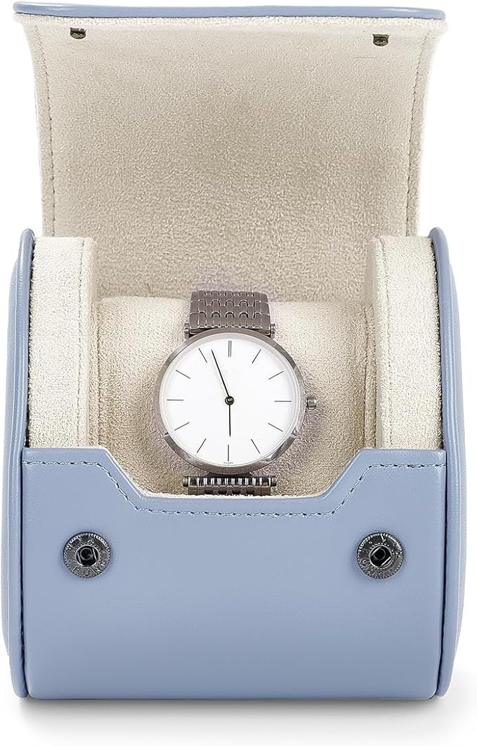 Oirlv Luxury Leather Watch Storage Case Watch Box for Mens Jewelry Organizer Case Jewelry Gift Box for Birthday Fathers Day Anniversary(1 slot, Sky Blue)