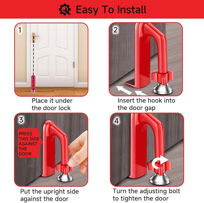 Portable Alarm Door Stopper for Additional Safety in Hotel,Apartment and Bedroom,Removable Bottom Door Jammer Device,Anti Theft Extra Security Lock Kit for Travel. (Normal Stopper&Lock)