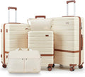 Luggage Sets 3 Piece with TSA Lock Hardside PC+ABS Carry On Suitcase with Spinner Wheels Lightweight Rolling Travel Luggage Sets with YKK Zippers (Beige)
