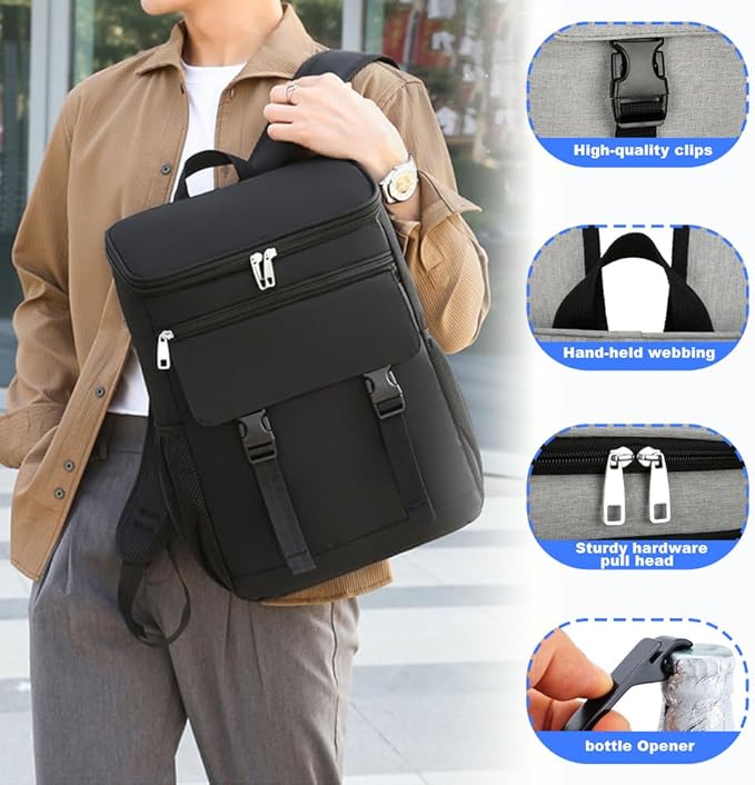 Cooler Backpack, 30 Cans Backpack Coolers Insulated Leak Proof for Men Women, Ice Chest Beach Cooler Bag, Portable Lunch Backpack for Camping Hiking Picnic Travel