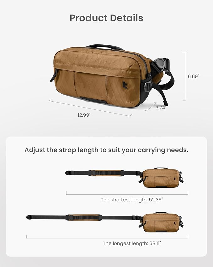 tomtoc 5.5L X-Pac Sling Bag for Nintendo Switch 2, Heavy Duty Crossbody Bag for Men, Water-resistant Carry Chest Daypack Travel Shoulder Pack for Steam Deck OLED, ROG Ally X, iPad mini, Tactical