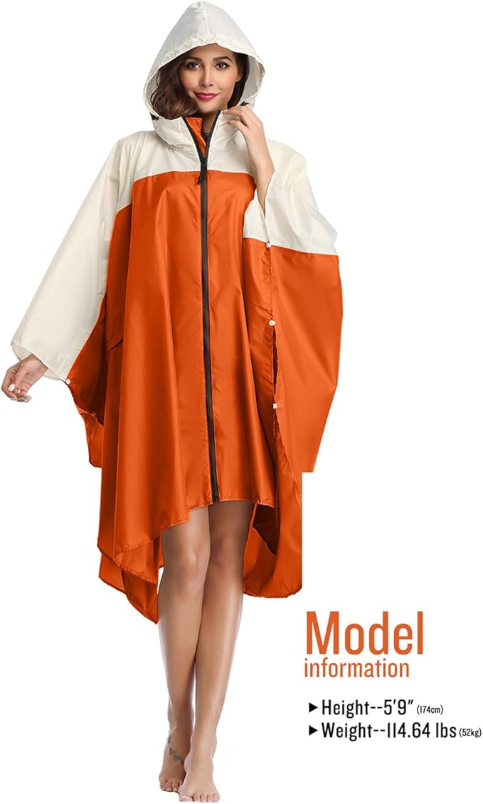 SaphiRose Unisex Rain Poncho Hooded Waterproof Raincoat for Adults Women