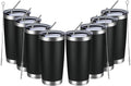 MEWAY 20oz Tumbler 8 Pack Double Wall Vacuum Insulated Travel Mug Bulk, Stainless Steel Tumblers with Lid and Straw, Durable Powder Coated Coffee Cups for Cold & Hot Drinks (Black, 8)