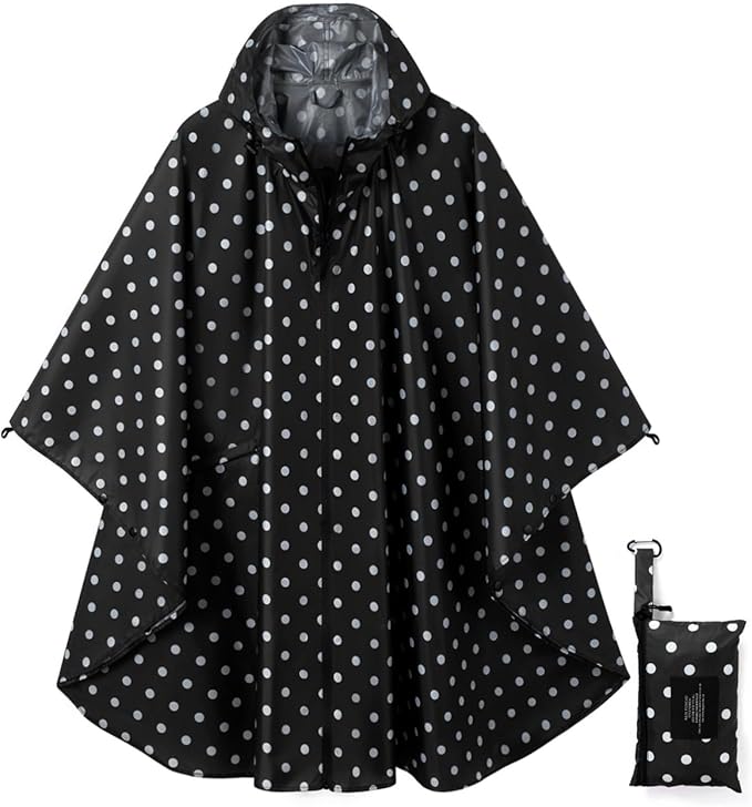 Rain Poncho Jacket Coat Hooded Zipper Style for Women/Men/Adult with Pocket