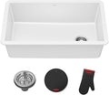 KRAUS Forteza 32-inch Granite Undermount Single Bowl White Kitchen Sink, KGU-55WHITE