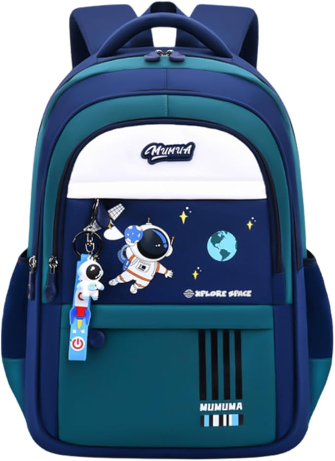 Astronaut-space Backpack for Boys-Girls Elementary Middle School Bookbag Backpack for Girls Kids Lightweight Back Pack Blue-green
