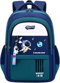 Astronaut-space Backpack for Boys-Girls Elementary Middle School Bookbag Backpack for Girls Kids Lightweight Back Pack Blue-green