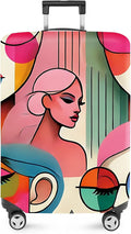ANNA QUEEN Modern Art Fashion Luggage Cover, Stylish Abstract Woman Suitcase Protector, Washable, Stretchable Travel Sleeve for 28-30 Inch Luggage, Trendy, Colorful Design