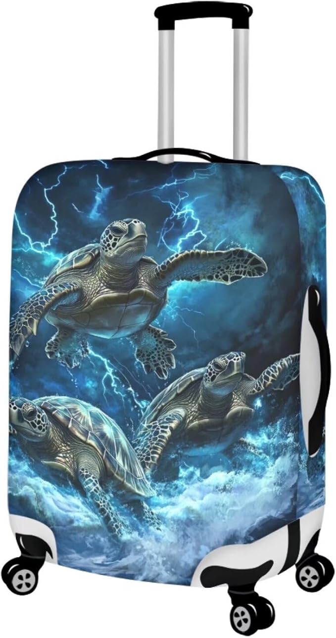 Sea Turtle Suitcase Cover Fits 18-21 Inch Luggage with Zipper Anti-Scratch Spandex Luggage Cover Washable Stretchable Travel Suitcase Covers for Luggage Universal Baggage Cover(Size S)