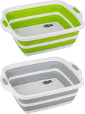 2 Pack Collapsible Cutting Board, Foldable Dish Tub with Draining Hole, Portable Chopping Board with Colander, 3 in 1 Multifunction Camping Sink for Washing Dish, Bowl, Vegetables and Fruit