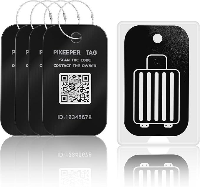 Smart Luggage Tags with QR Code Location Display - Customizable Tags with Privacy Protection for Lost & Found, 4-Pack Waterproof & Durable Travel ID Labels for Suitcases & Backpacks