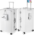 feilario 26in Super Large Captain Aluminum Frame Hardside Spinner Wheels Luggage, Zipperless Checked Suitcase with Cup Holder/Phone Holder