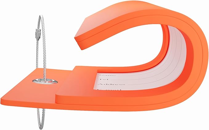 Gostwo 2 Pack Luggage Tags for Suitcases, 26 Initial Letter Travel Luggage Baggage Identification Labels ID Tag Fully Bendable Tags with Stainless Steel Loop (Orange) (Letter T)
