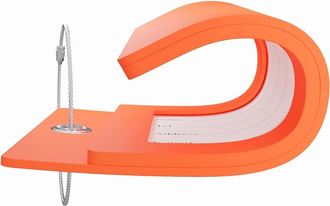 Gostwo 2 Pack Luggage Tags for Suitcases, 26 Initial Letter Travel Luggage Baggage Identification Labels ID Tag Fully Bendable Tags with Stainless Steel Loop (Orange) (Letter R)