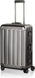 TRAVELKING All Aluminum Luggage Zipperless Hard Shell Suitcase with TSA Lock Spinner Wheels Lightweight Metal Alloy Suitcases (Grey, 28 inch)