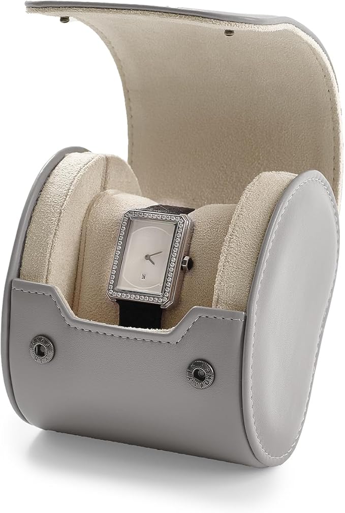 Oirlv Luxury Leather Watch Storage Case Watch Box for Mens Jewelry Organizer Case Jewelry Gift Box for Birthday Fathers Day Anniversary(1 slot, Grey)