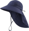 Home Prefer UPF 80+ Sun Hat for Men Women Wide Brim Sun Hat with Neck Flap Summer Safari UV Protection Gardening Fishing Hat