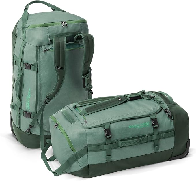 Eagle Creek Cargo Hauler Wheeled Duffel - Durable Duffel Bag for Travel - Easy Access Compartment - Deployable Backpack Straps - Lockable Zipper Opening - Duck Green - 110L