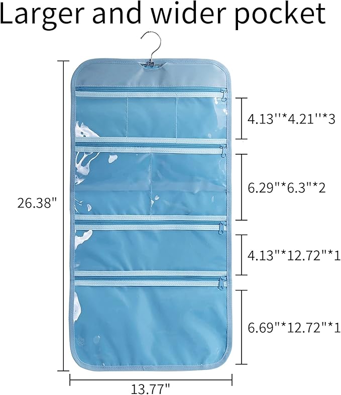 Foldable Clear Hanging Travel Toiletry Bag Cosmetic Organiser Storage