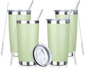 20oz Tumbler with Straw and Brush, Stainless Steel Vacuum Insulated tumbler, Double Wall Insulated Coffee Tumbler for Outdoor, Home, Travel,Office (20 cup-Matcha Green,4pcs)