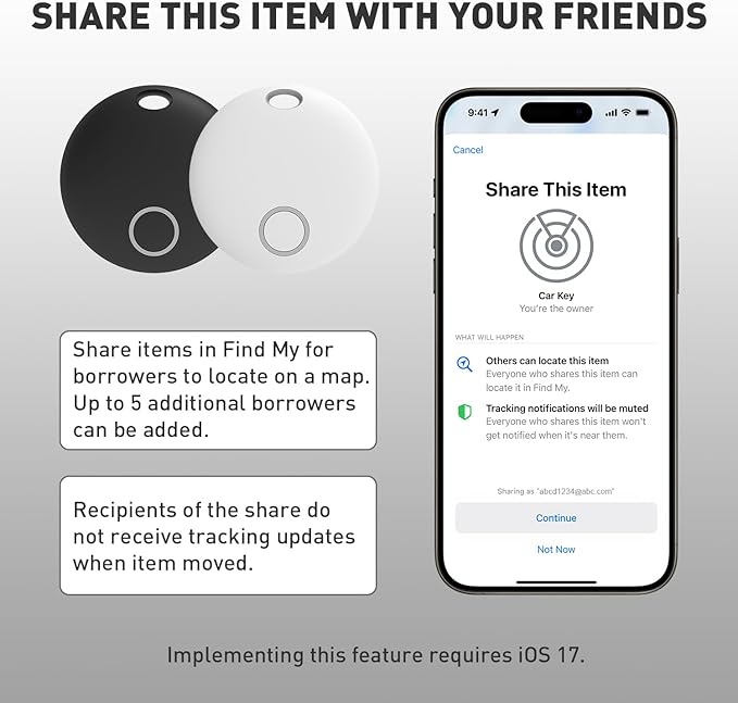 Air Tracker Tags [Apple MFi Certified] (iOS Only), Smart Bluetooth Tracker, Compatible with Apple Find My, Item Locator for Keys, Luggage, Wallet, Suitcase, Bags, IP67 Waterproof