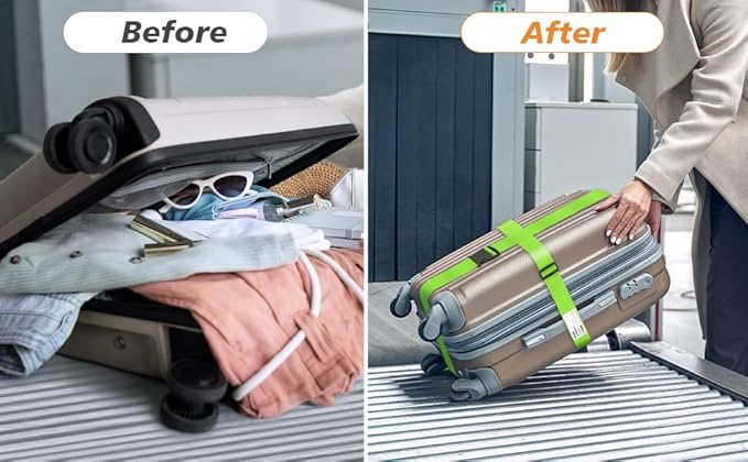 BILIONE Luggage Straps TSA Approved Add a Bag Premium Accessory for Travel Bag Closure (Sky Blue, 2)