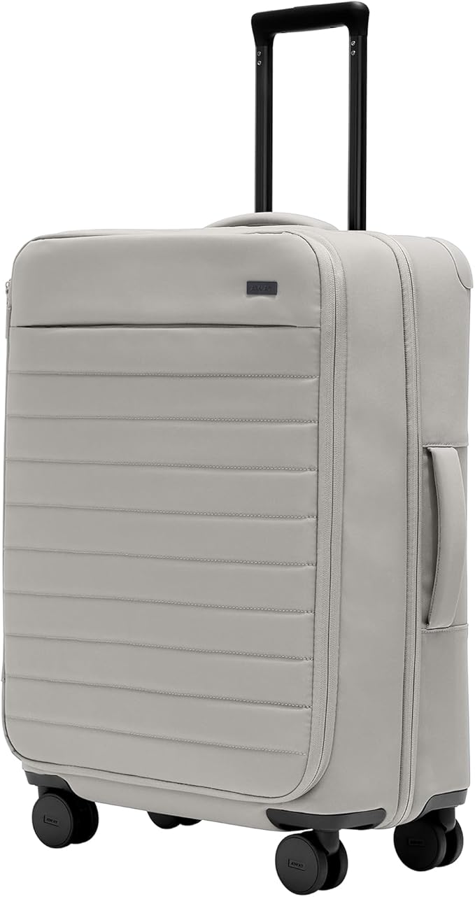 Away Softside Medium Checked Suitcase, 26 Inch Lightweight, Expandable Luggage For Men & Women, Durable Nylon Exterior, TSA Approved Lock, Ideal For Trips 1-2 Weeks, Cloud Gray