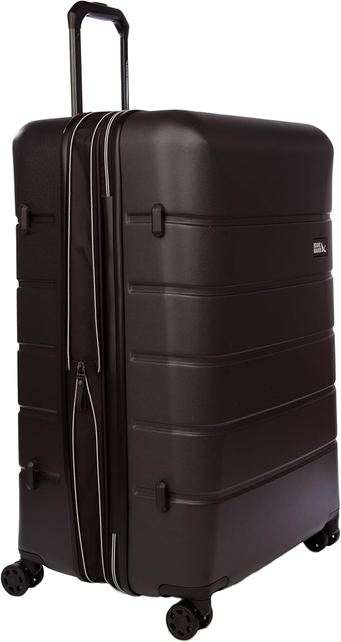 Eddie Bauer Glacier Checked 30" Luggage | Hardside | Spinner Wheels | Expandable | Lightweight | Travel Essentials - Carbon Grey