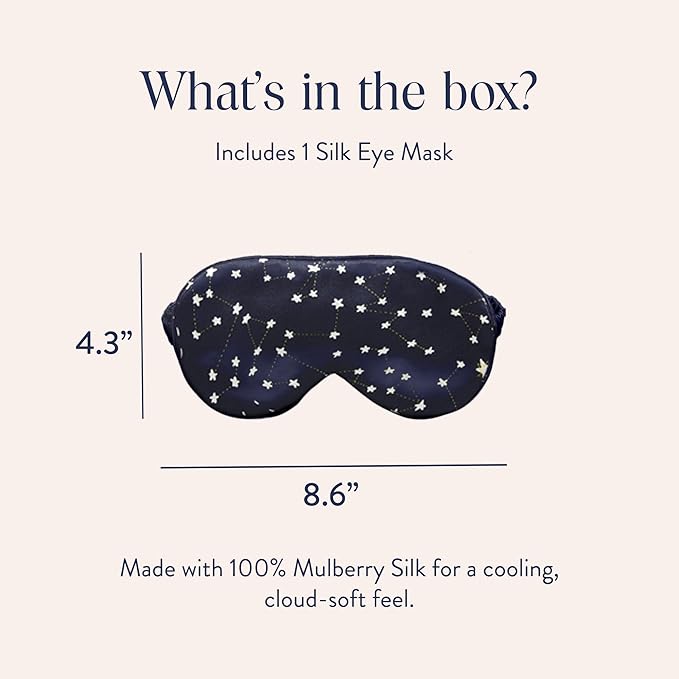 Brooklinen Silk Eye Mask for Sleeping – Celestial Blue, 100% Mulberry Silk Sleep Mask with Soft Elastic Strap, Machine Washable, Breathable & Cool-to-The-Touch – Ideal for Sleeping & Traveling