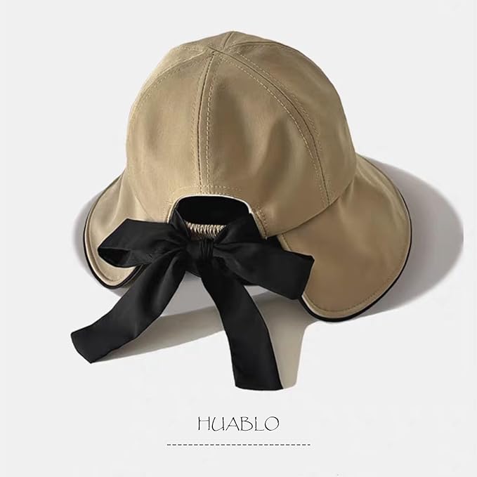 Wide Brim Hats for Woman Foldable Hats Sun Hats for Women uv Protection Bowknot Bucket hat Adjustable hat with Ponytail Hole