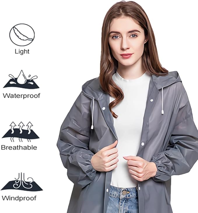 Rain Coats (2 Pack) - Reusable EVA Rain Ponchos for Adults Rain Jackets Raincoats for Men Women
