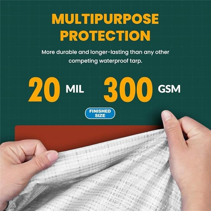 Tarp Cover White Heavy Duty 20 Mill Thick Material, Waterproof 18'X24' Great for Tarpaulin Canopy Tent, Boat, RV Or Pool Cover! by Trademark Supplies (Poly Tarp 18X24 Ultra Thick)