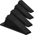 Frienda 4 Pcs Jumbo Door Stoppers Heavy Duty Door Stopper Tall up to 2inch Tall Wedge TPR Large Wedge Stackable Big Rubber Doorstop for Hotel Carpet Hardwood Concrete and Tile (Black)