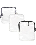 BORSALI TSA-Approved Quart-Sized Bag for Carry-on Travel - One (1) Quart Clear Toiletries, Cosmetic and 3-1-1 Liquids Toiletry Bag - Set of 3