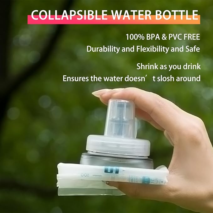 Soft Flasks Soft Running Water Flask Collapsible Soft Water Bottles Small BPA-Free for Sports Hiking Hydration Pack 500 ml/17oz，300 ml/10oz（2pack-300ml,blue）